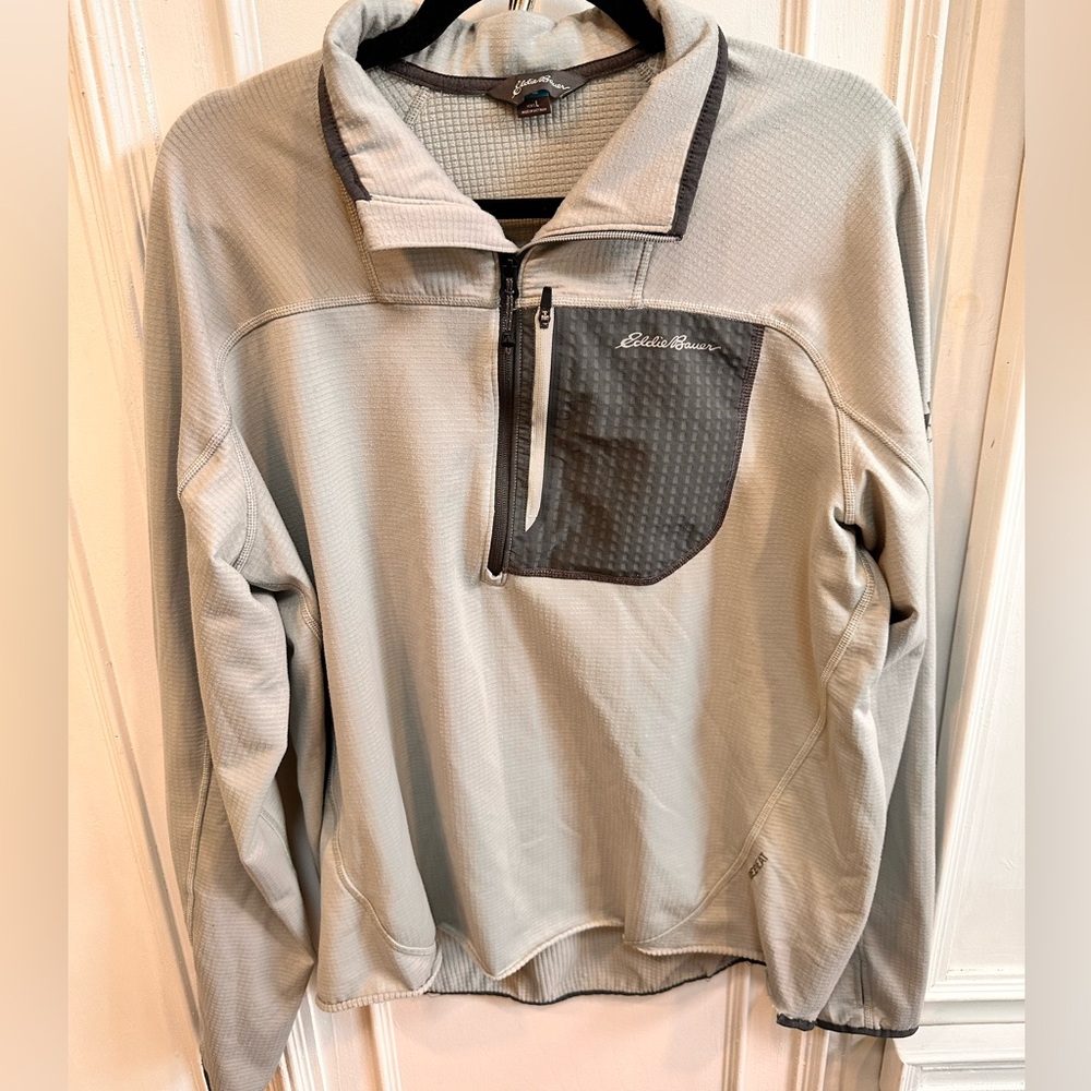 Eddie Bauer Jacket Mens Large First Ascent Free Heat Waffle Knit Fleece 1/4 Zip